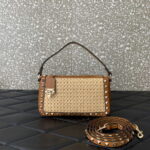 Valentino 03111 Garavani Rockstud Shoulder Bag Raffia - Image 3