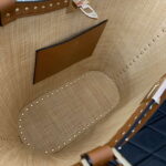 Valentino 0660 Garavani Rockstud leather-trimmed raffia shopper - Image 4