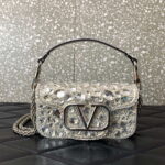 Valentino 2W0B0K53LBB_08Y SMALL VALENTINO GARAVANI LOCÒ SHOULDER BAG WITH CRYSTALS White