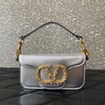 Valentino Garavani Mini Loco calfskin bag with crystals Silver
