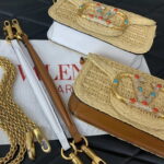 Valentino 5016 Garavani locò raffia shoulder bag White - Image 3