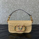 Valentino 5016 Garavani locò raffia shoulder bag White