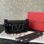 Valentino Garavani Locò Small Embroidered Shoulder Bag Black - Image 3