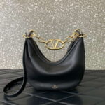 Valentino 6W2P0AK3SNP_I16 Vlogo Signature Mini Hobo Bag In Grainy Calfskin Black