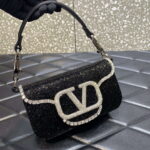 Valentino V3W CRYSTAL SILVER Valentino Locò Foldover Top Small Shoulder Bag Black - Image 3