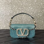 Valentino V3W CRYSTAL SILVER Valentino Locò Foldover Top Small Shoulder Bag Ligth Blue