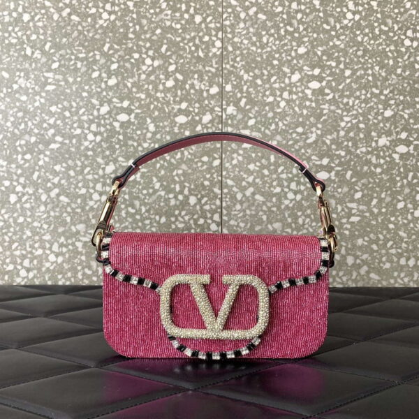 Valentino Locò Foldover Top Small Shoulder Bag Pink