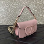Valentino Star diamond Locò Small Shoulder Bag in Calfskin Pink - Image 2