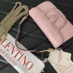 Valentino Star diamond Locò Small Shoulder Bag in Calfskin Pink - Image 4