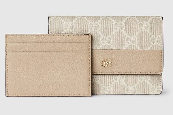 GG Marmont wallet eige leather and beige and white GG Supreme