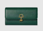 Gucci Half Horsebit continental wallet Green soft grainy leather