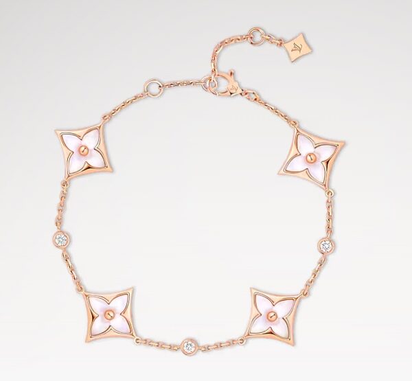 Q05569 Color Blossom BB Star Multi-Motif Bracelet, Pink Gold, White Mother-of-Pearl and Diamonds