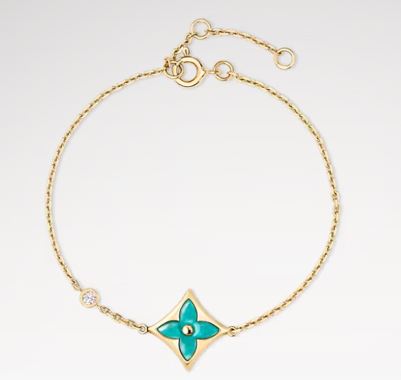 Q05977 Color Blossom BB Star Bracelet, Yellow Gold, Amazonite and Diamond