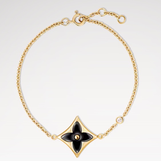 Q95677 Color Blossom BB Star Bracelet, Yellow Gold, Onyx and Diamond