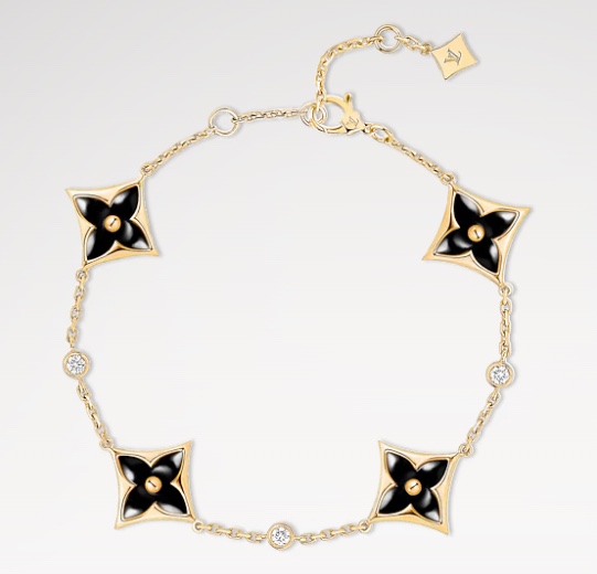 Q05571 Color Blossom BB Star Multi-Motif Bracelet, Yellow Gold, Onyx and Diamonds