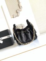 CHANEL 25 Mini Handbag AS5631 Crumpled Shearling Sheepskin black - Image 7