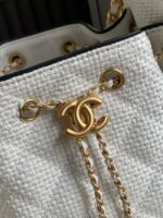 CHANEL 25 Small Handbag Printed Fabric AS5293 white - Image 4