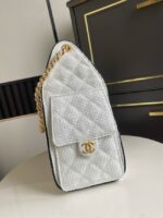 CHANEL 25 Small Handbag Printed Fabric AS5293 white - Image 6