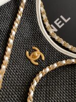 CHANEL Maxi Shopping Bag Braided Raffia AS5463 black - Image 7