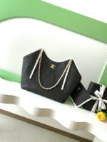 CHANEL Maxi Shopping Bag Braided Raffia AS5463 black