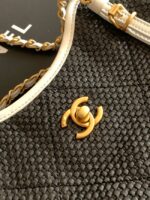 CHANEL Small Tote Braided Raffia AS6015 Black & White - Image 4