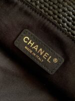 CHANEL Small Tote Braided Raffia AS6015 Black & White - Image 5