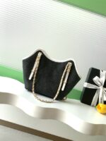 CHANEL Small Tote Braided Raffia AS6015 Black & White - Image 7