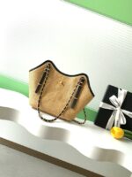 CHANEL Small Tote Braided Raffia AS6015 brown