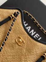 CHANEL Small Tote Braided Raffia AS6015 brown - Image 7