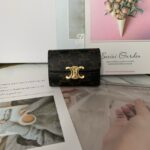 Celine SMALL FLAP WALLET TRIOMPHE IN TRIOMPHE CANVAS 10L653 brown