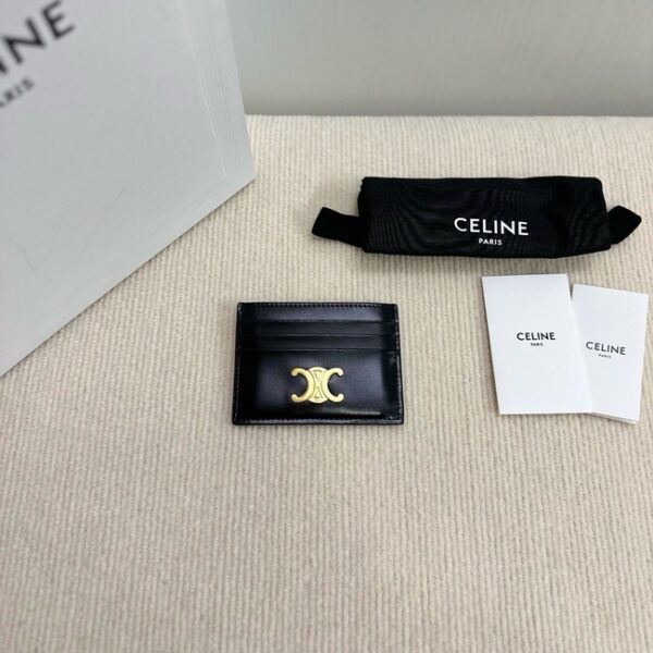 Celine CARD HOLDER TRIOMPHE IN SHINY CALFSKIN 10L833 black
