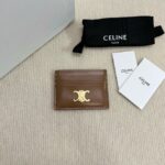 Celine CARD HOLDER TRIOMPHE IN SHINY CALFSKIN 10L833 tan