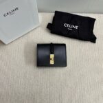 Celine CARD HOLDER WITH FLAP 16 IN SATINATED CALFSKIN 10M473 black