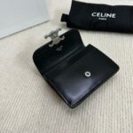 Celine CARD HOLDER WITH FLAP TRIOMPHE IN SHINY CALFSKIN 10I583 black&SILVER - Image 2