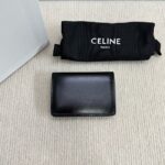 Celine CARD HOLDER WITH FLAP TRIOMPHE IN SHINY CALFSKIN 10I583 black&SILVER - Image 5