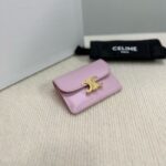 Celine CARD HOLDER WITH FLAP TRIOMPHE IN SHINY CALFSKIN 10I583 pink - Image 3