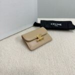 Celine CARD HOLDER WITH FLAP TRIOMPHE IN SHINY CALFSKIN 10I583 SMOKED BROWN - Image 3