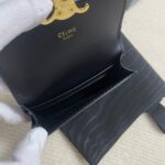 Celine CARD HOLDER WITH FLAP TRIOMPHE IN SHINY CALFSKIN 10I583 black - Image 4