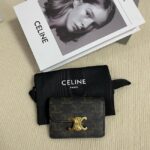 Celine CARD HOLDER WITH FLAP TRIOMPHE IN TRIOMPHE CANVAS 10I583 brown