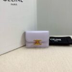 Celine CARD HOLDER WITH FLAP TRIOMPHE IN SHINY CALFSKIN 10I583 light Purple