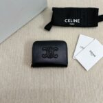 Celine COMPACT ZIPPED WALLET CUIR TRIOMPHE IN SMOOTH CALFSKIN 10K533 black