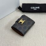 Celine FINE STRAP WALLET NINO IN TRIOMPHE CANVAS AND LAMBSKIN 10M962 TAN - Image 3