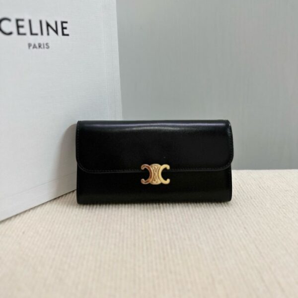 Celine LARGE WALLET TRIOMPHE IN SHINY CALFSKIN 10E313 black