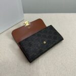 Celine LARGE WALLET TRIOMPHE IN TRIOMPHE CANVAS AND LAMBSKIN 10E313 TAN - Image 2