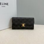 Celine LARGE WALLET TRIOMPHE IN TRIOMPHE CANVAS AND LAMBSKIN 10E313 TAN