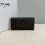 Celine LARGE WALLET TRIOMPHE IN TRIOMPHE CANVAS AND LAMBSKIN 10E313 TAN - Image 4