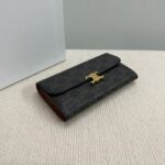 Celine LARGE WALLET TRIOMPHE IN TRIOMPHE CANVAS AND LAMBSKIN 10E313 TAN - Image 5