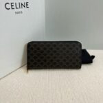 Celine LARGE ZIPPED WALLET IN TRIOMPHE CANVAS 10B552 BLACK