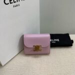 Celine SMALL FLAP WALLET TRIOMPHE IN SHINY CALFSKIN 10D783 Purple