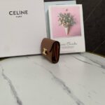 Celine SMALL FLAP WALLET TRIOMPHE IN SHINY CALFSKIN 10D783 TAN - Image 4